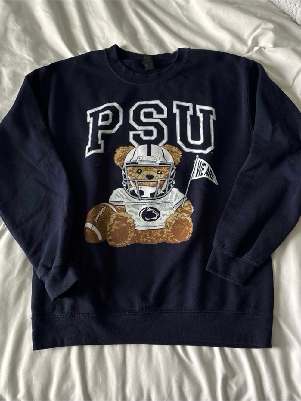 Gildan Navy PSU PENN STATE Bear Football Graphic Crewneck Sweatshirt